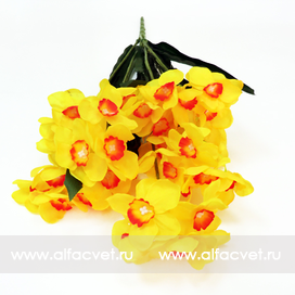 искусственные цветы букет нарциссов цвета желтый с оранжевым 17